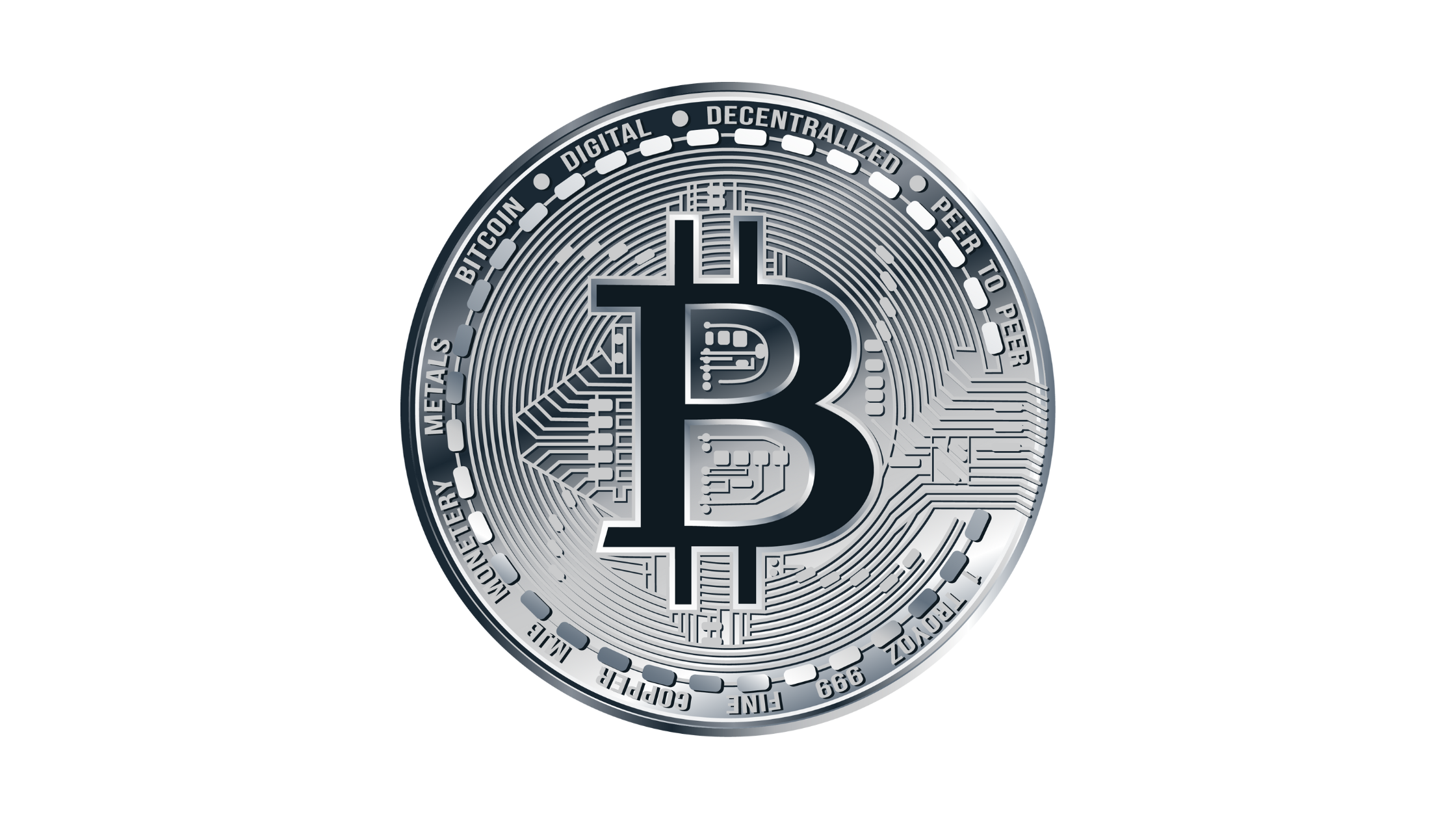 Diseño de moneda Bitcoin plateada